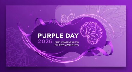 Obraz premium purple day 2026 frisk awareness for epilepsy awareness banner