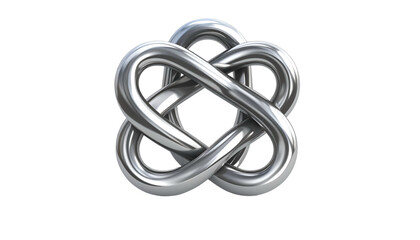 Naklejka premium 3D rendered silver knot with intertwined loops against a black background