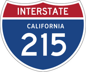 Interstate 215 California US I-215 Highway Route Shield Badge Vector © Griffin9678