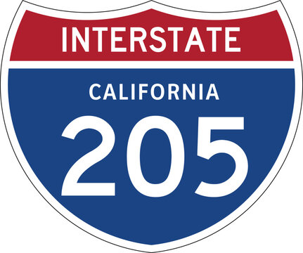 Interstate 205 California US I-205 Highway Route Shield Badge Vector