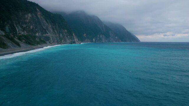 Aerial view of Qingshui Cliff in Taroko National Park , Taiwan.