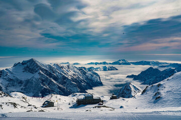 Obraz premium Beautiful Dolomites Landscape with Clouds Rolling Through Valley