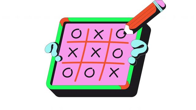 Tic tac toe game over flash message error animation. Funky dead end move. Wrong choice. Puzzle lose. Animated empty state. UI failure web design. Onboarding micro UX motion. Flat concept 4K video