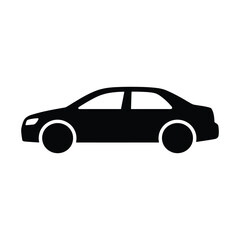 Fototapeta premium A minimalist black silhouette of a sedan car shown from a side view isolated on a white background