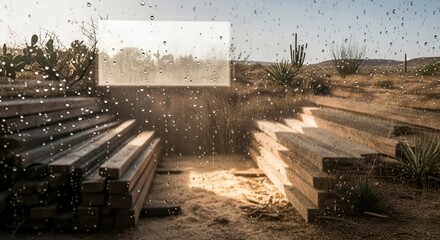 Obraz premium Deserted Amphitheater with Sunlight and Dust.