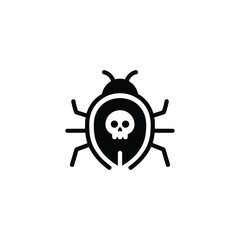 Fototapeta premium Malware bug icon for cybersecurity and data protection, black and white malware bug threat vector for cyber security