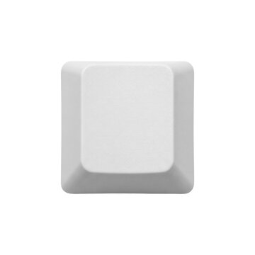 Blank white computer keycap top view isolated. Minimalist keyboard button.