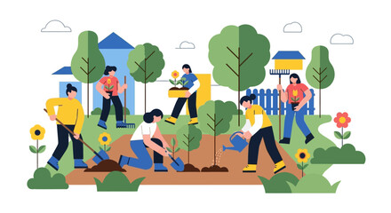 Fototapeta premium Community Gardeners Cultivating Nature Together.