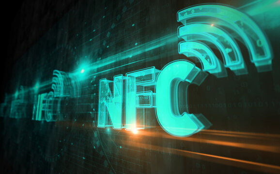 NFC wireless payment mobile technology symbol digital concept 3d illustration