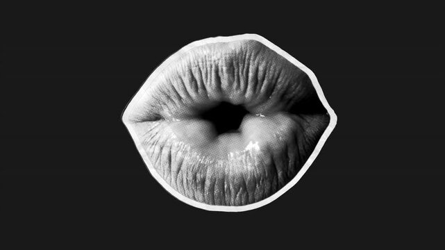 Photographic cut out mouth featuring a real stylised moving sequence with alpha for easy drag and drop.
