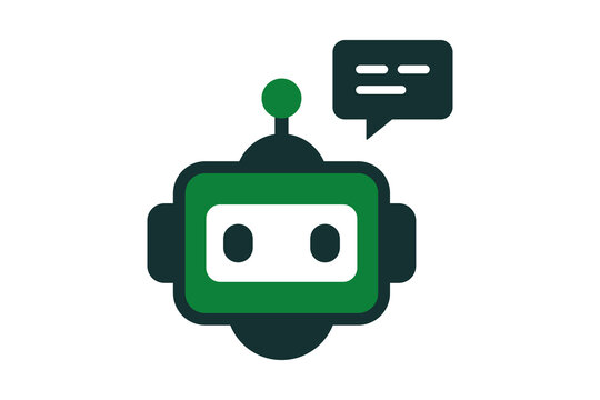 Green AI Chatbot Robot Icon for Customer Support and Artificial Intelligence Help isolated on transparent background assistant bot chat