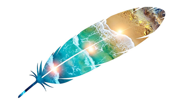 Blue and green peacock feather isolated on transparent... isolated on a transparent background