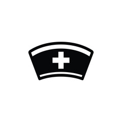 Obraz premium Nurse cap icon for healthcare and medical services, nurse cap medical symbol in black and white vector