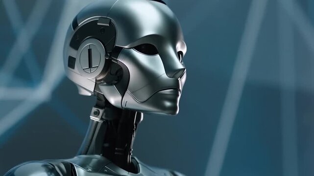 Futuristic humanoid robot with sleek design and advanced features. Represents the evolution of technology and artificial intelligence in modern society