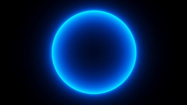 Glowing blue circle on a black background. Represents technology, innovation, and modern design aesthetics