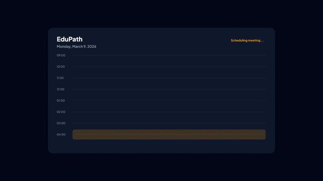 Educational learning platform schedule animation with orange calculus study session on dark interface
