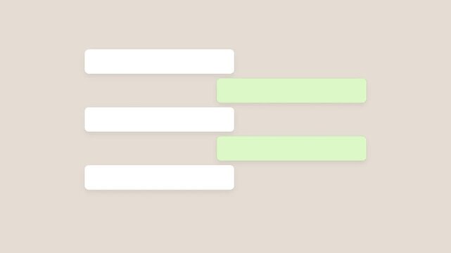 Minimalist messaging app interface animation with white and green chat bubbles on beige background