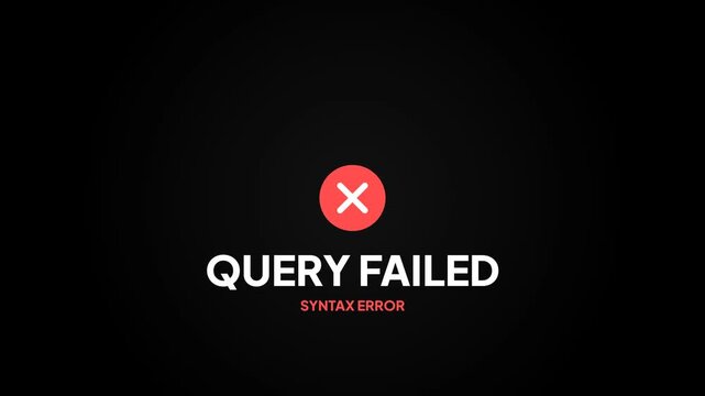 Database query failed syntax error message with parsing progress bar animation
