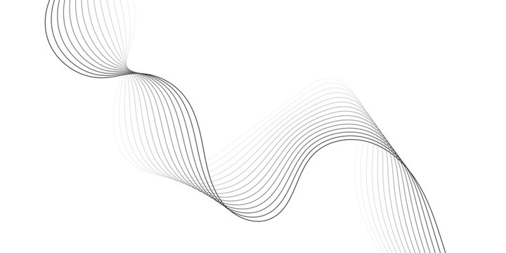 Minimal Monochrome Abstract Wave Lines Flowing Sine Curves Elegant Ribbon Background Design For Modern.