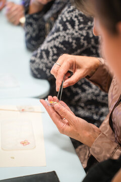 A master class on making jewelry from epoxy resin. Close-up