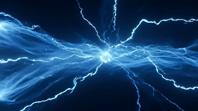 Electricity Strikes Blue Lightning Bolts.
