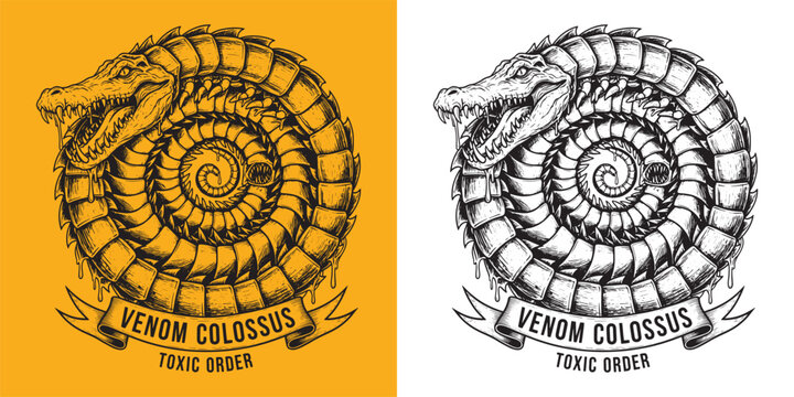 Venom Colossus Spiral Crocodile, Toxic Order Reptile Engraving