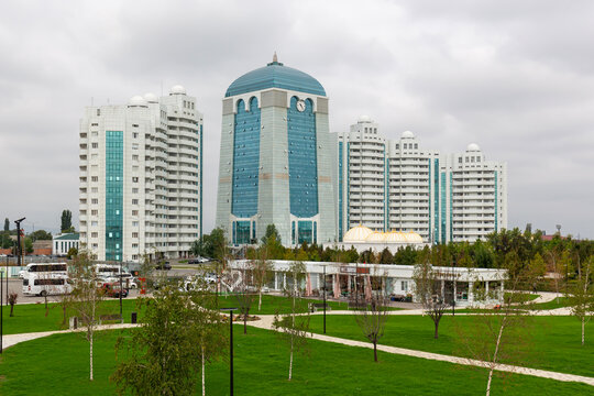 The Shali City Hotel and tall modern buildings in the city center