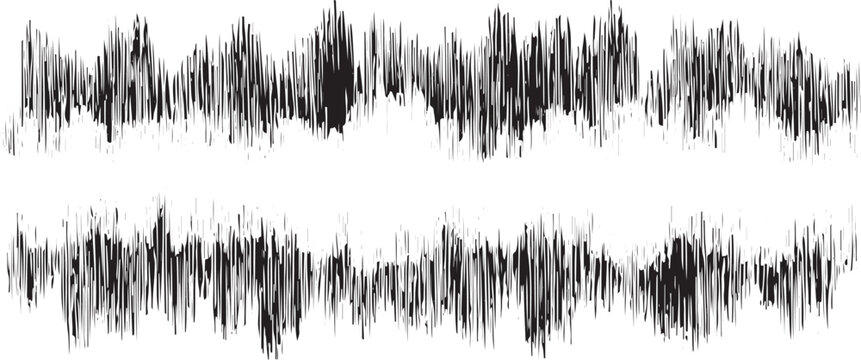 Black ink brush strokes forming two parallel horizontal textured lines on a white background