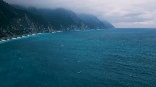 Aerial view of Qingshui Cliff in Taroko National Park , Taiwan.