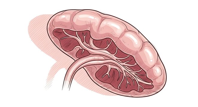 Human kidney anatomy medical illustration.