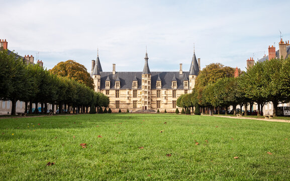 Panoramic view of  Ducal palace in Nevers city - France