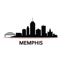 Obraz premium A striking black silhouette of the memphis skyline with a red base