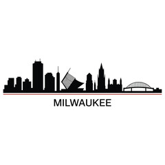 Obraz premium Milwaukee skyline silhouette with the city name displayed below the image