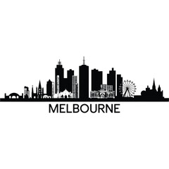 Fototapeta premium Silhouette of melbourne skyline with prominent buildings and ferris wheel