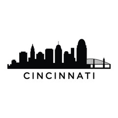Fototapeta premium Silhouette of cincinnati skyline with name displayed below the buildings