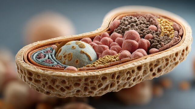 Detailed 3D Illustration of Pancreatic Beta Cell Anatomy