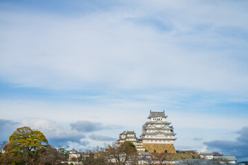 Himeji castle on suny day in autumn season. Himeji city. Japan