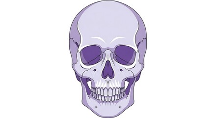 Obraz premium Human skull illustration with purple eyes.