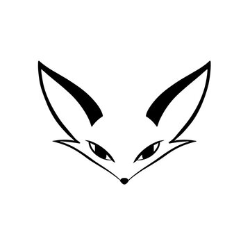 Gray Fox. Gray Fox simple black and white line art vector logo