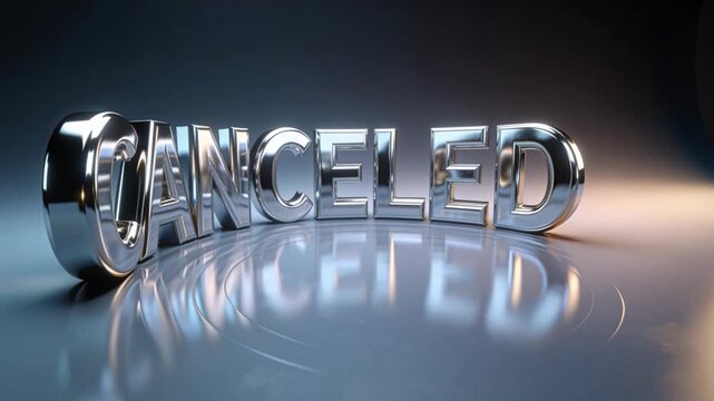 3D chrome CANCELED staying fixed while camera sweeping, zooming, showing rippling floor reflections