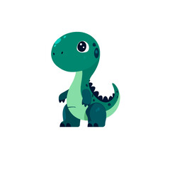 Cute baby dinosaur, green TRex character, standing and looking curious, isolated on white background, cartoon style, for childrens themes, educational content, and playful designs © Fernando