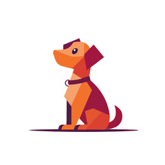 Obraz premium Geometric dog sitting with collar, abstract low poly illustration, modern pet art, concept of loyalty, companionship, and canine friendship