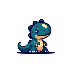 Cute cartoon dinosaur sitting, friendly baby TRex character, playful prehistoric creature, illustration for childrens books, games, and educational content, vibrant and cheerful © Fernando