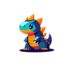 Cute cartoon dinosaur sitting, friendly baby stegosaurus character, vibrant colors, playful and adorable, perfect for childrens themes, educational content, and fantasy illustrations © Fernando