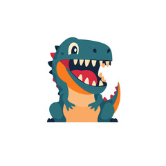 Cute cartoon dinosaur roaring with open mouth, playful TRex character, fun prehistoric creature illustration, concept of childhood, imagination, and adventure © Fernando