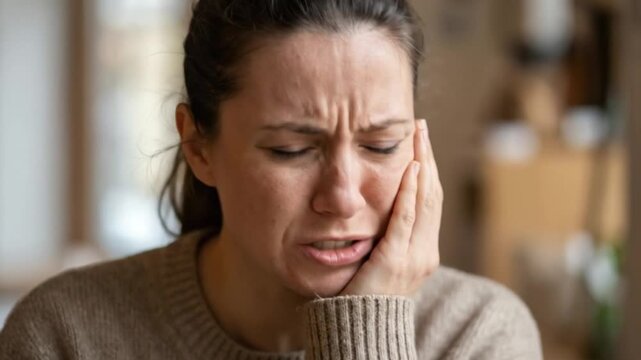 Emotional distress of a woman indoor setting video content created by ai generative ai artificial intelligence