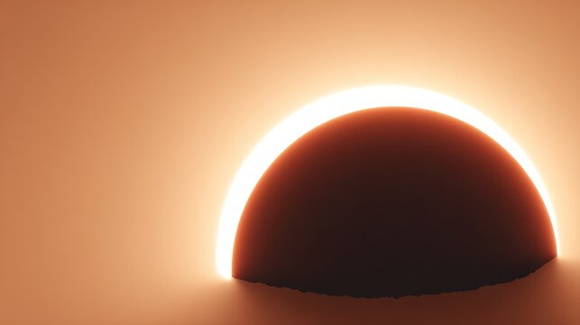 Golden glowing semicircle shape on warm orange background