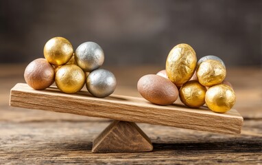 Obraz premium Balance of Metal Spheres Representing Concept of Inequality