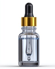 Naklejka premium Serum in Clear Glass Bottle with Dropper for Cosmetic or Pharmaceutical Products