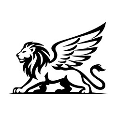 Logotipo con dibujo sencillo con líneas de un león heráldico con alas © teracreonte